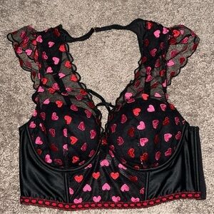 ❤️🩷🖤Victoria’s Secret Valentine’s Longline Bra🖤🩷❤️